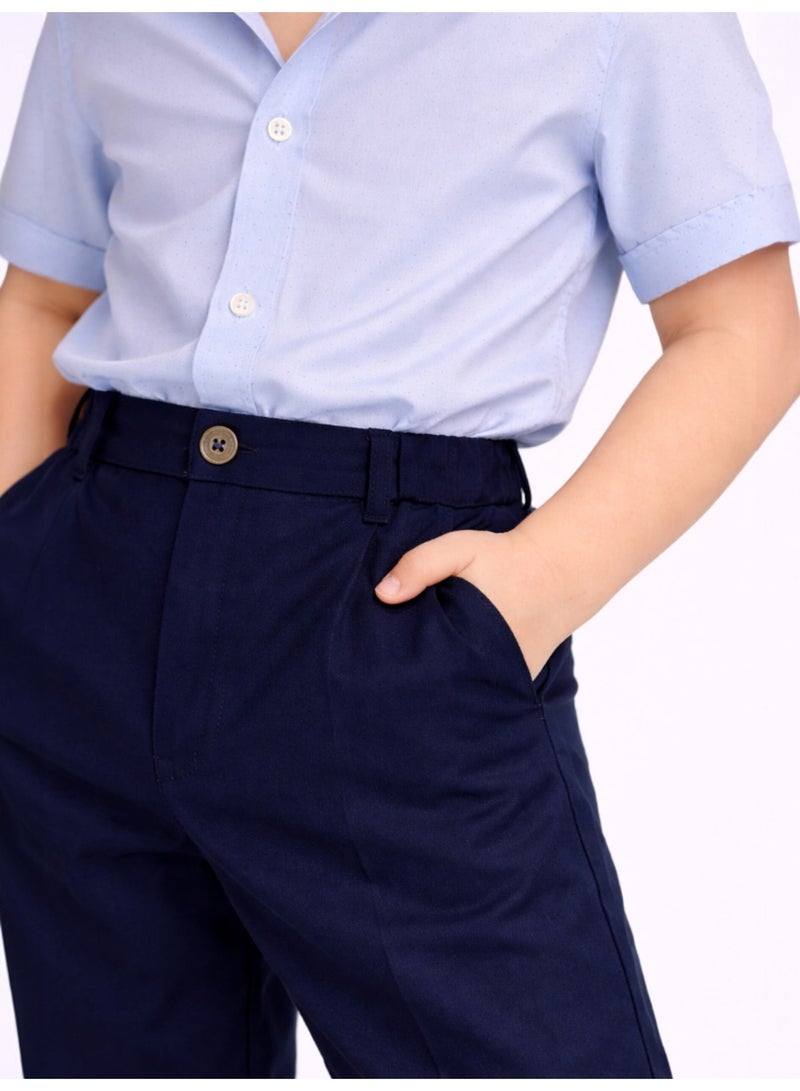 victor and jane Boys 4 Pc set Formal Shirt, Navy Shorts, Suspenders & Bow Tie Set - Image 3